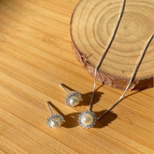 conjunto na prata 925 com perola 
