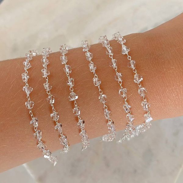 Pulseira no banho Prata de cristal 