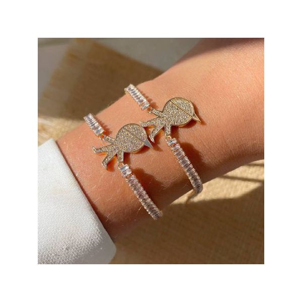 Pulseira navetes com filhos cravejado (cada)