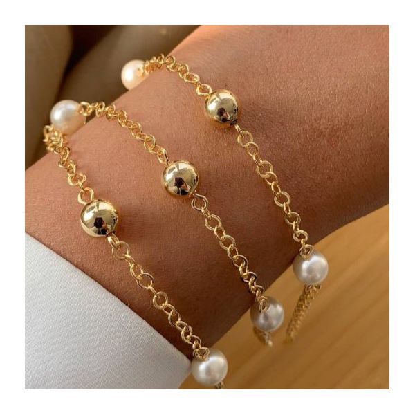 Pulseira de esfera com perola (CADA)