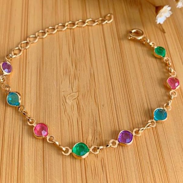 Pulseira Infantil na Zircônia Colorida 