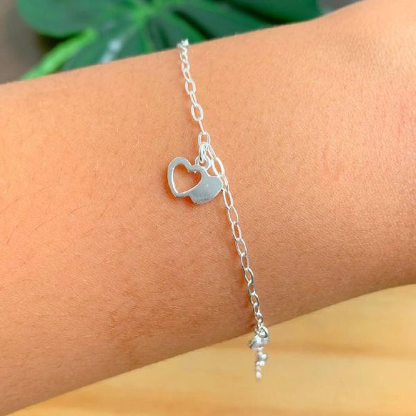 Pulseira de coração prata 925