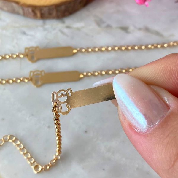 Pulseira de plaquinha infantil 