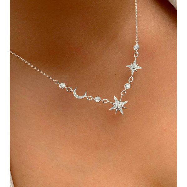 Colar lua e estrela prata 925