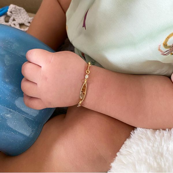 Pulseira Infantil De Chapinha e Ponto De Luz