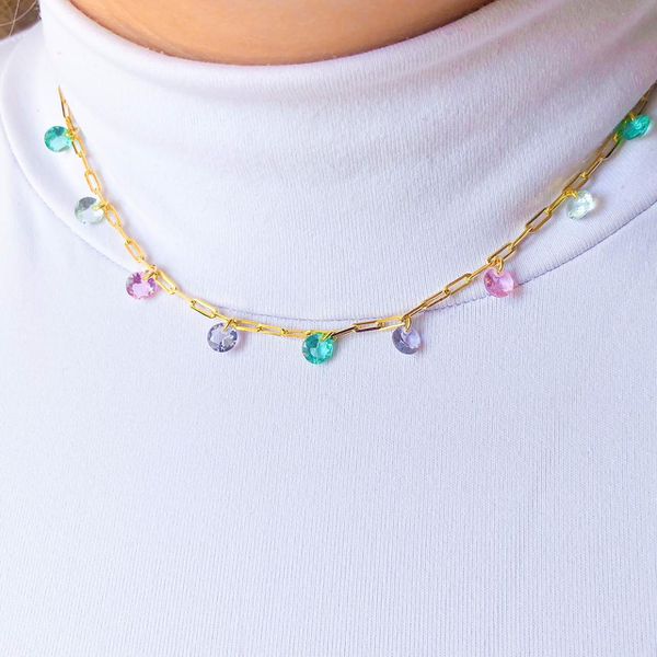 Colar Chocker Com Ponto De Luz Colorida