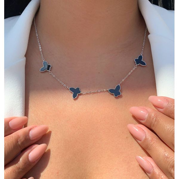 Conjunto borboleta Ródio Branco