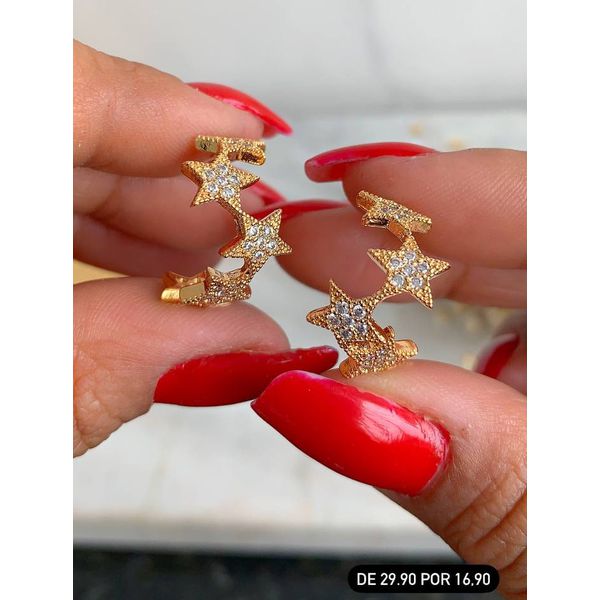 Brinco argola De Estrela Cravejado Na Micro Zirconia