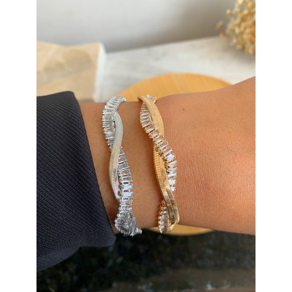 Pulseira trançada riviera e fita