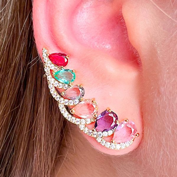 Ear Cuff Na Zircônia Com Detalhes Cravejados