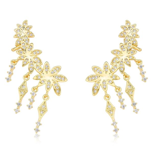 Brinco ear cuff flor cravejada