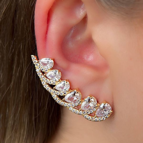 Ear Cuff Na Zircônia Com Detalhes Cravejados