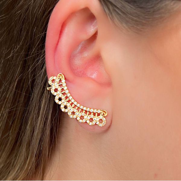 Brinco Ear Cuff Trabalhado Cravejado