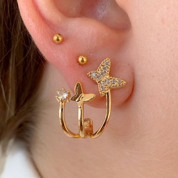 Ear Hook De Borboleta Cravejada