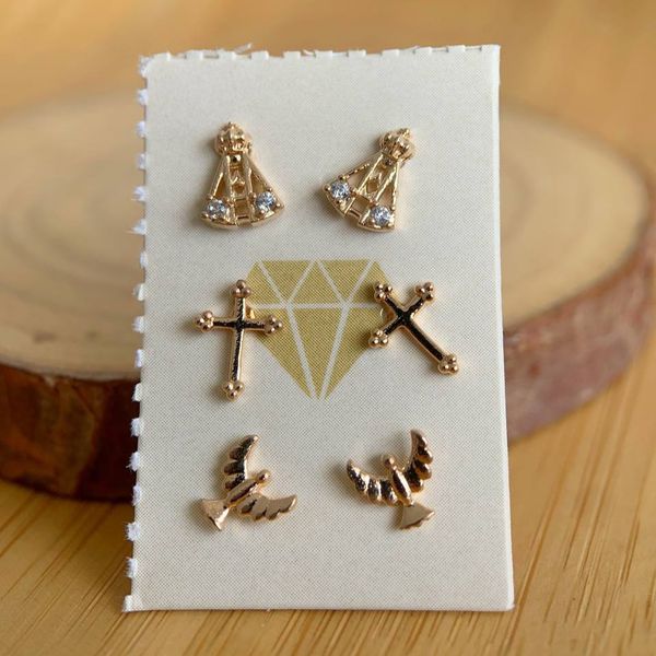 Trio de Brincos religiosos Antialérgico