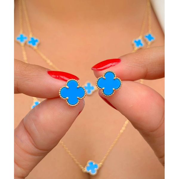 Conjunto de trevo chocker, colar e brinco