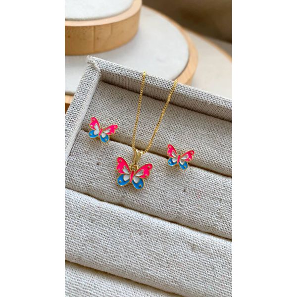 conjunto infantil de borboleta colorida 