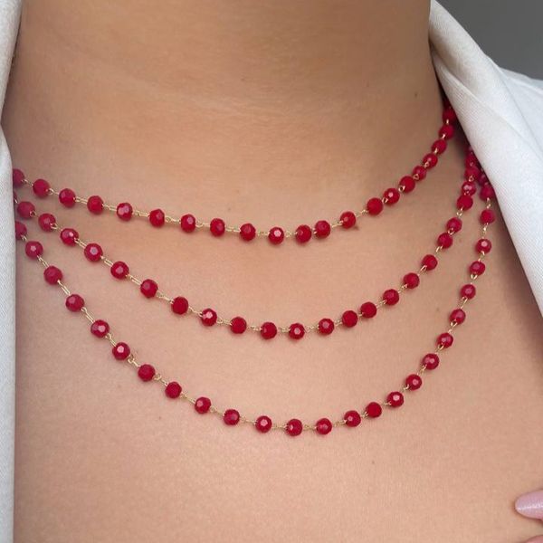 Chocker com detalhes vermelho 45cm (cada)