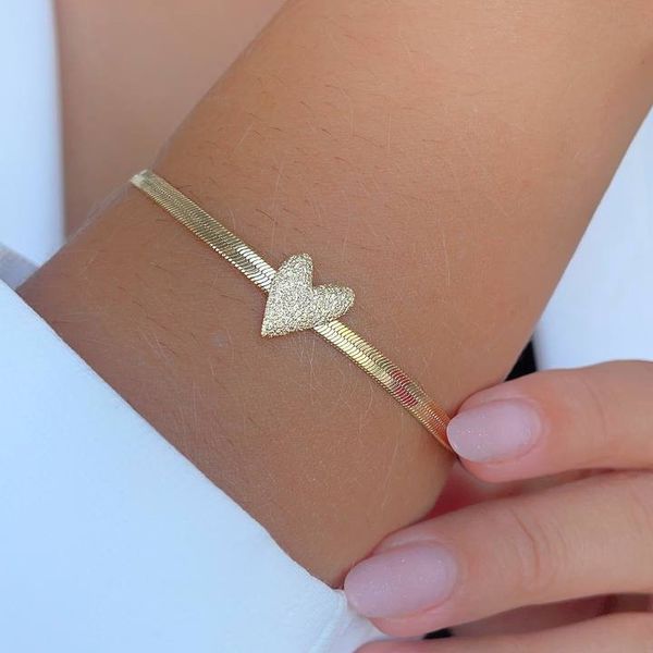 Pulseira de coração fosco 