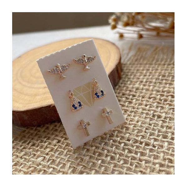  Trio de brinco religioso antialérgico 