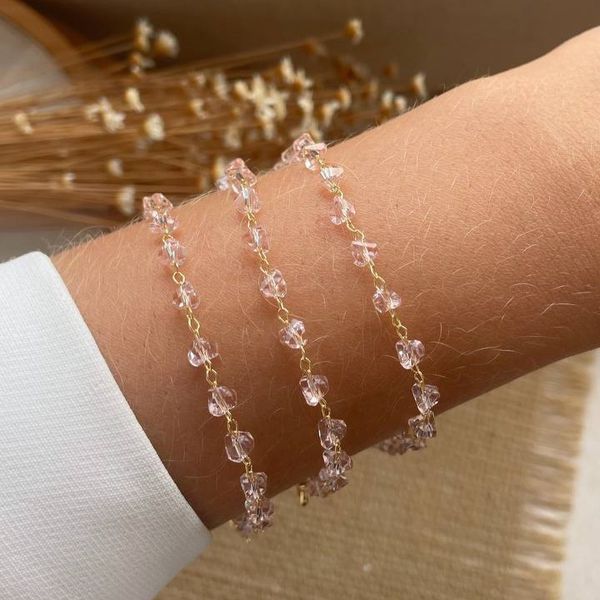 Pulseira de cristais rosa (cada)