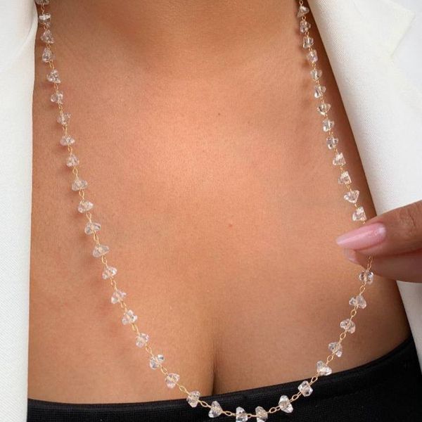 Colar alongado de cristais 60cm 