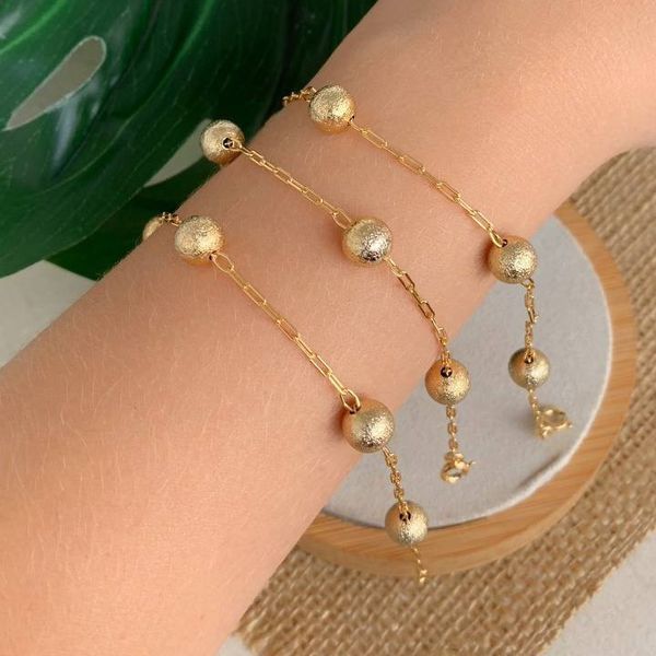 Pulseira De esferas foscas