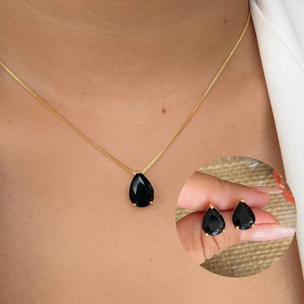 Conjunto de gota na zircônia preta 