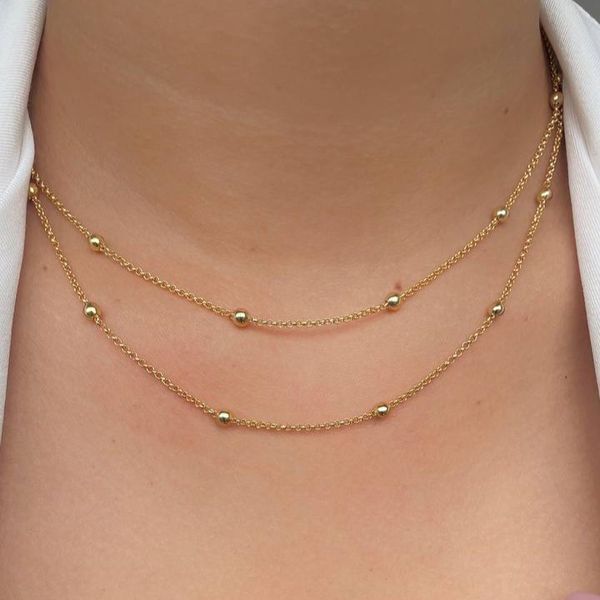 Colar de elo português com esfera (cada)