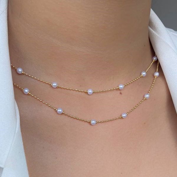 Choker de perolas e bolinhas delicadas 40 cm (cada) 