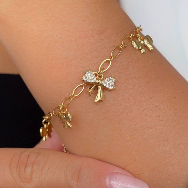 Pulseira de laço craquelado com detalhes na zircônia 