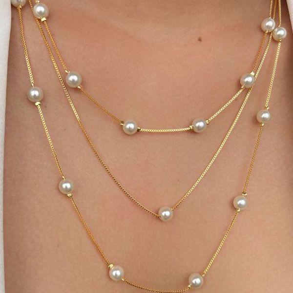 Colar triplo de perolas 