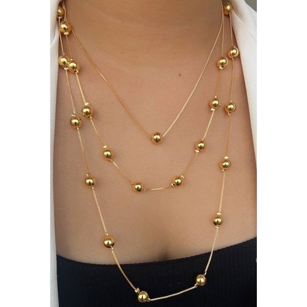 Trio de colares de esferas lisas