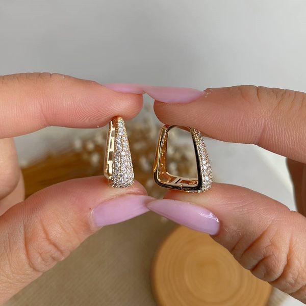 Brinco de argola cravejada 