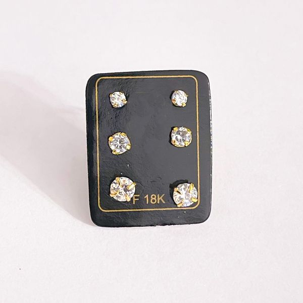 Trio De Brincos ponto de luz Zirconia
