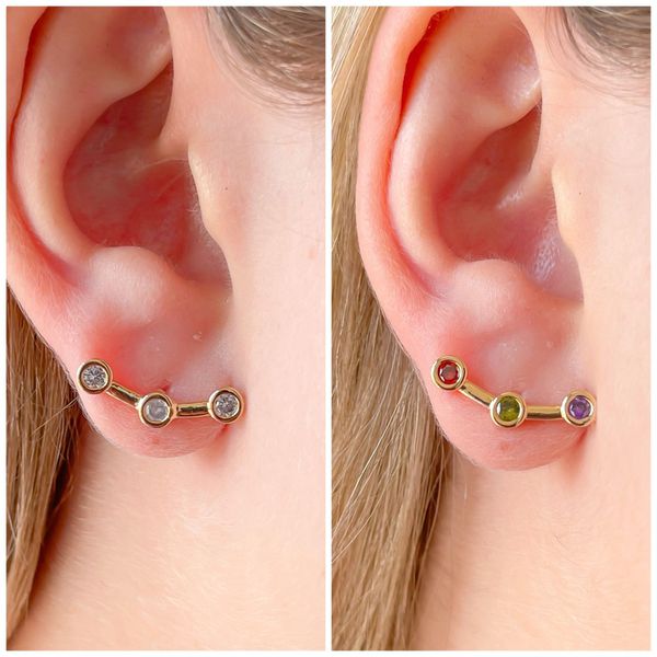Brinco Ear Cuff Com Detalhe Ponto De Luz