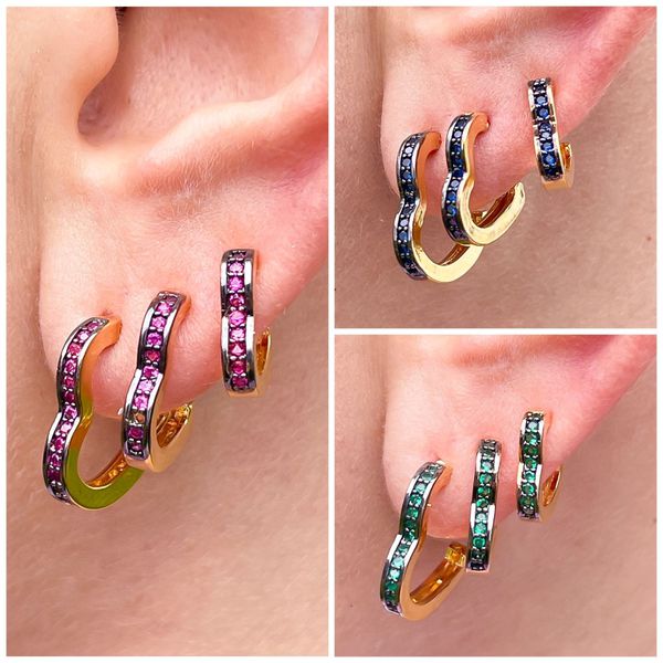 Trio De Brinco De Coração Cravejado Na Micro Zirconia