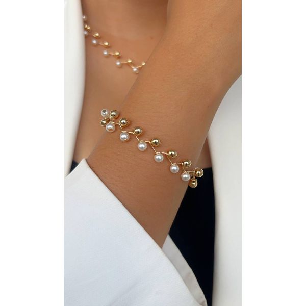Pulseira com Esfera e Pérola 
