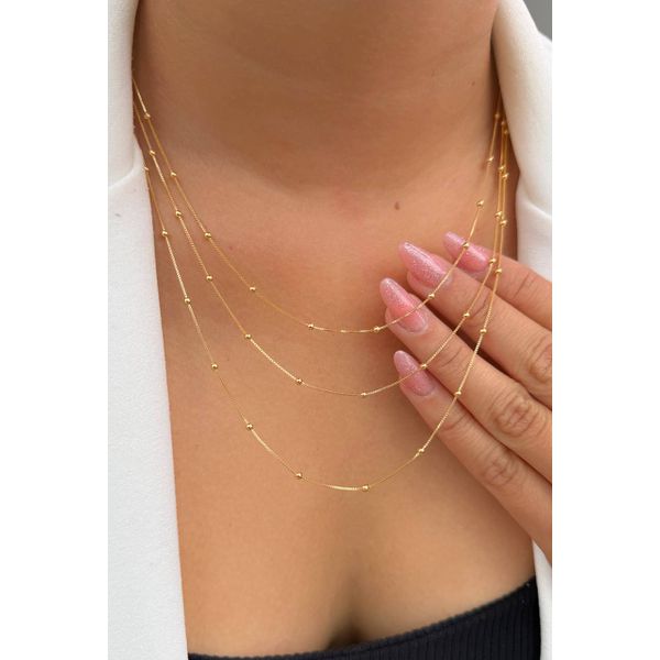 Colar Com Bolinhas Pequenas Delicadas 50m (UNIDADE)