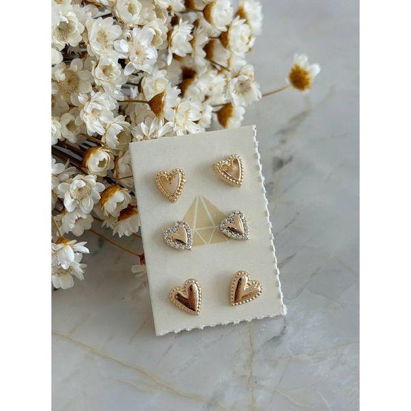 Trio De Brincos Coração Antialérgico 