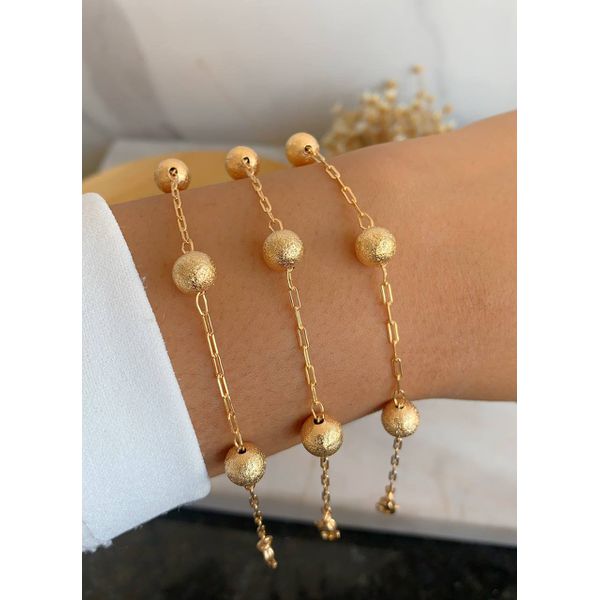 Pulseira De esferas foscas