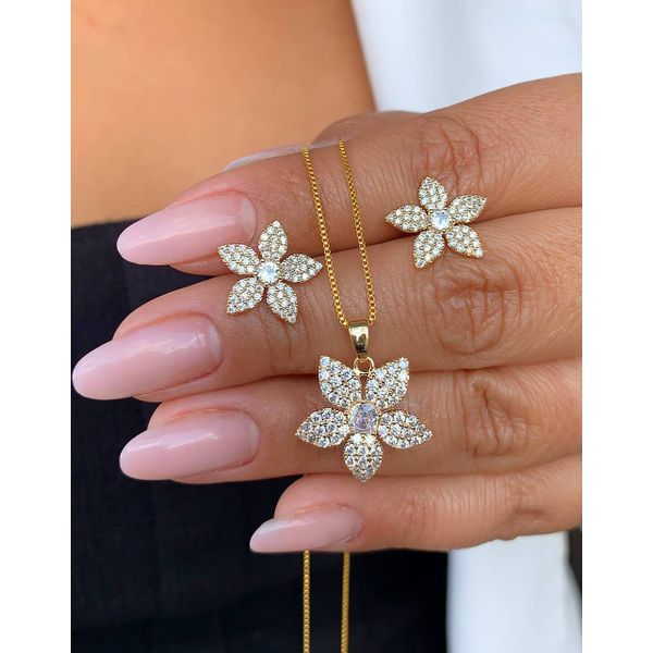Conjunto De Flor Na Zircônia