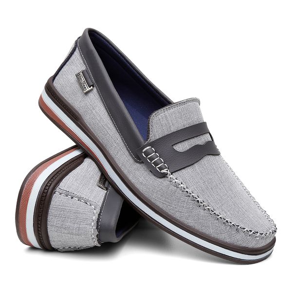 (LANÇAMENTO) Mocassim Oxford Masculino Cinza