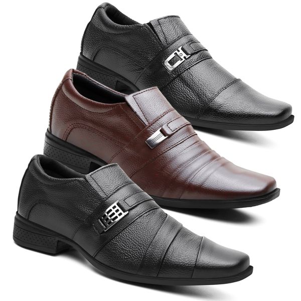 Kit 3 Pares De Sapato Social Masculino Em Couro Le... - IDEN SHOES