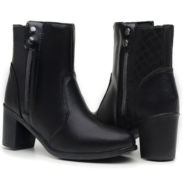 Coturno Bota De Salto Feminina Preta IDEN SHOES