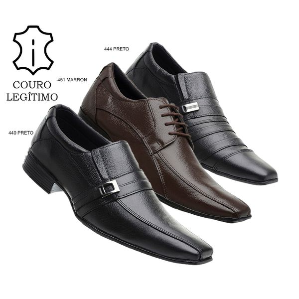 Kit 3 Pares De Sapato Social Masculino Em Couro Le... - IDEN SHOES