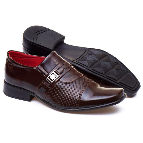 Sapato Social Masculino Em Verniz Marrom - 839vc - IDEN SHOES