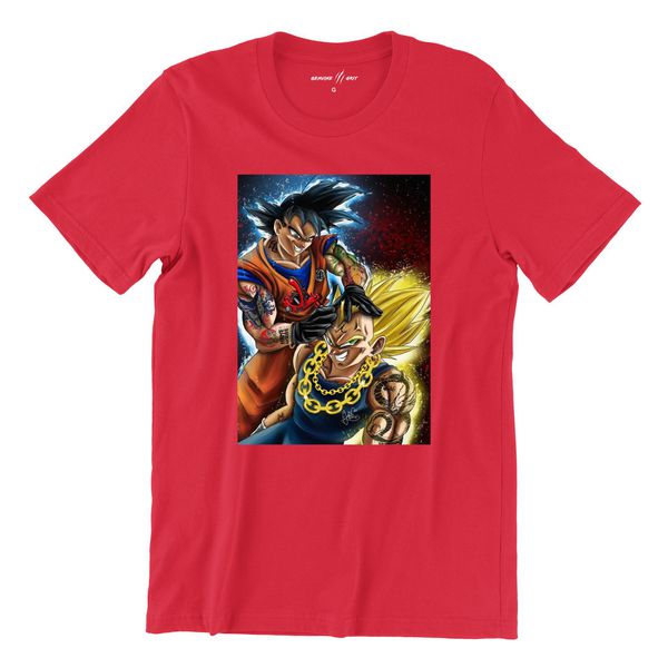 Camiseta T shirt Dragon Ball Goku e Gohan Vermelho