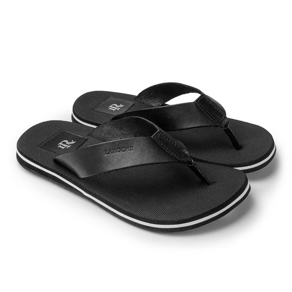Chinelo Masculino Malibu em Couro Preto Calçados Laroche
