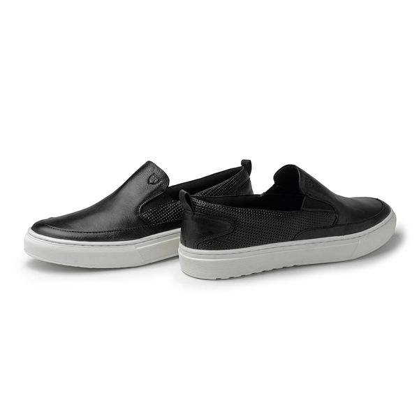 Slip On Yate Masculino Connect em Couro Preto Calçados Laroche